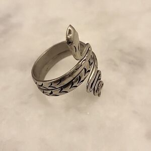 Jens Pirate Booty Snake Goth Boho Indie Biker Silver Wrap Moto Tribal Ring 8 Y2K